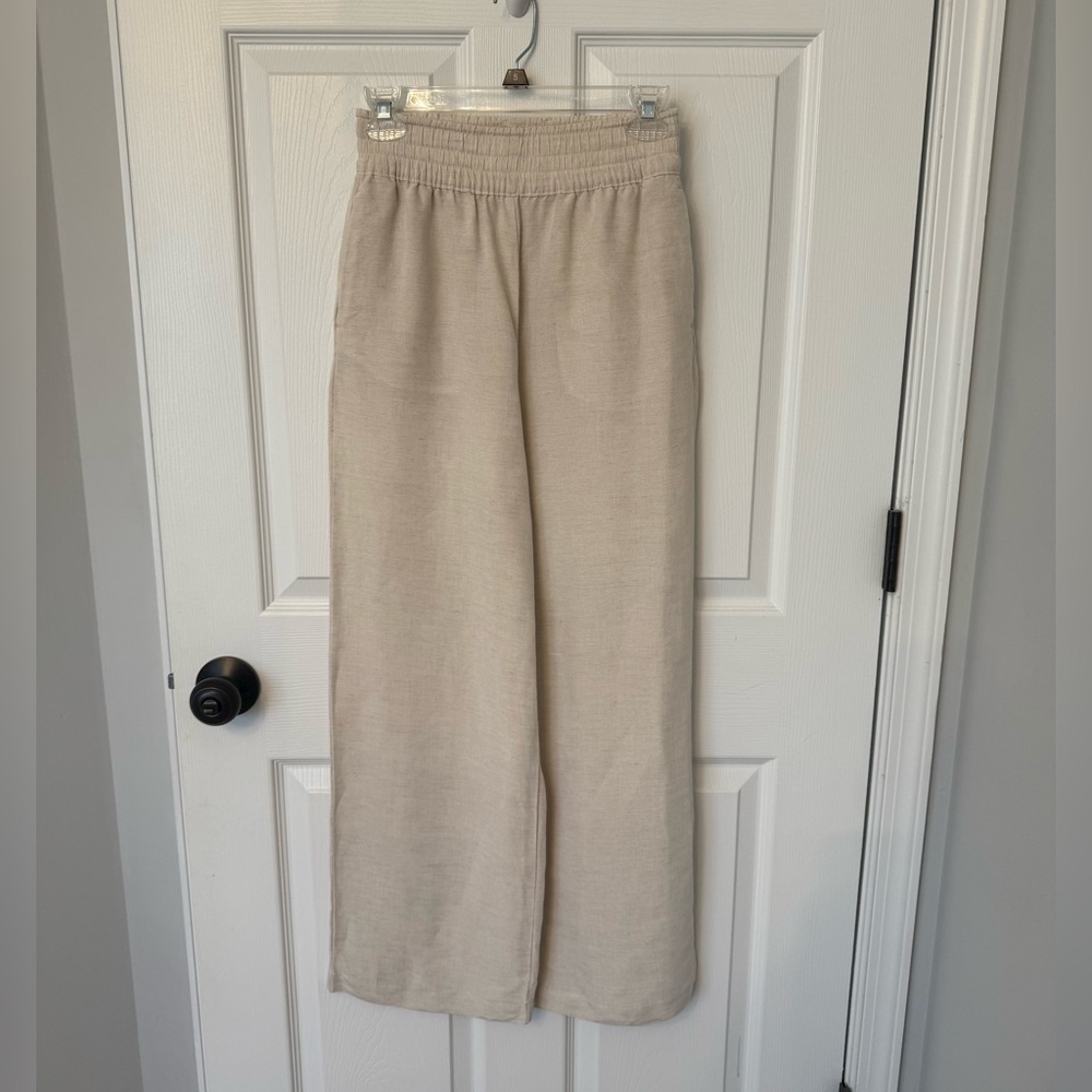H&M linen blend wide leg pants